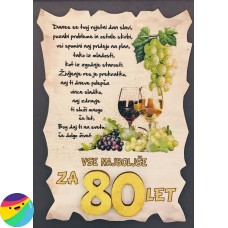Leseni napis za 80 let - Vino belo Leseni napis za 80 let - Vino belo